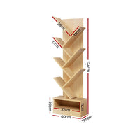Artiss Display Shelf 7-Shelf Tree Bookshelf Book Storage Rack Bookcase Natural Kings Warehouse 