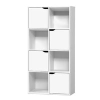 Kings Display Shelf 8 Cube Storage 4 Door Cabinet Organiser Bookshelf Unit White