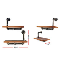Artiss Display Shelves Rustic Bookshelf Industrial DIY Pipe Shelf Wall Brackets Storage Supplies Kings Warehouse 