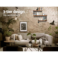 Artiss Display Shelves Rustic Bookshelf Industrial DIY Pipe Shelf Wall Brackets Storage Supplies Kings Warehouse 