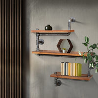 Artiss Display Shelves Rustic Bookshelf Industrial DIY Pipe Shelf Wall Brackets Storage Supplies Kings Warehouse 