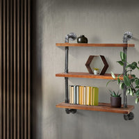 Artiss Display Shelves Wall Brackets Bookshelf Industrial DIY Pipe Shelf Rustic Storage Supplies Kings Warehouse 