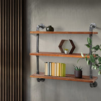 Artiss Display Wall Shelves Industrial DIY Pipe Shelf Brackets Rustic Bookshelf Storage Supplies Kings Warehouse 