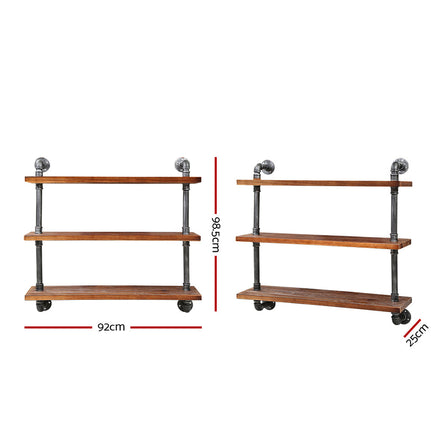 Artiss Display Wall Shelves Industrial DIY Pipe Shelf Brackets Rustic Bookshelf Storage Supplies Kings Warehouse 