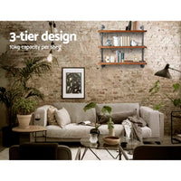Artiss Display Wall Shelves Industrial DIY Pipe Shelf Brackets Rustic Bookshelf Storage Supplies Kings Warehouse 