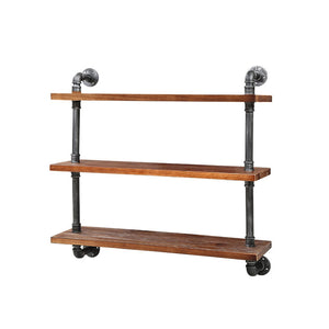 Artiss Display Wall Shelves Industrial DIY Pipe Shelf Brackets Rustic Bookshelf Storage Supplies Kings Warehouse 