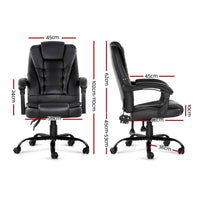 Artiss Electric Massage Office Chairs PU Leather Recliner Computer Gaming Seat Black Artiss Kings Warehouse 