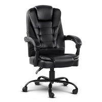 Artiss Electric Massage Office Chairs PU Leather Recliner Computer Gaming Seat Black Artiss Kings Warehouse 