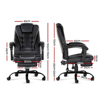 Artiss Electric Massage Office Chairs Recliner Computer Gaming Seat Footrest Black Kings Warehouse 