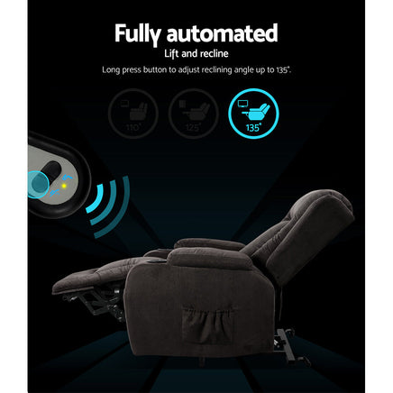 Artiss Electric Recliner Chair Lift Heated Massage Chairs Fabric Lounge Sofa Furniture > Living Room Kings Warehouse 