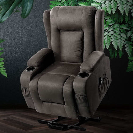 Artiss Electric Recliner Chair Lift Heated Massage Chairs Fabric Lounge Sofa Furniture > Living Room Kings Warehouse 