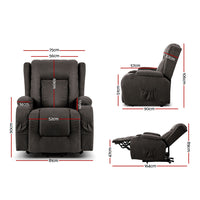 Artiss Electric Recliner Chair Lift Heated Massage Chairs Fabric Lounge Sofa Furniture > Living Room Kings Warehouse 
