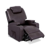 Artiss Electric Recliner Lift Chair Massage Armchair Heating PU Leather Brown Kings Warehouse 