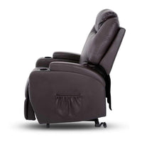 Artiss Electric Recliner Lift Chair Massage Armchair Heating PU Leather Brown Kings Warehouse 
