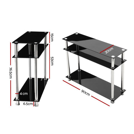 Artiss Entry Hall Console Table - Black & Silver Living Room Kings Warehouse 