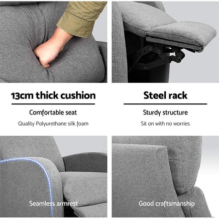 Artiss Fabric Reclining Armchair - Grey Furniture Kings Warehouse 