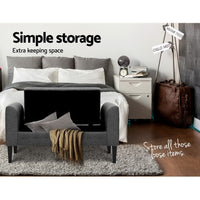 Artiss Fabric Storage Ottoman - Grey bedroom furniture Kings Warehouse 