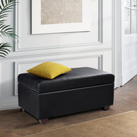 Artiss Faux PU Leather Storage Ottoman - Black bedroom furniture Kings Warehouse 