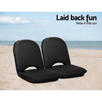 Artiss Foldable Beach Sun Picnic Seat - Black Camping Supplies Kings Warehouse 