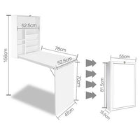 Artiss Foldable Desk with Bookshelf - White Office Kings Warehouse 