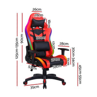 Artiss Gaming Office Chair RGB LED Lights Computer Desk Chair Home Work Chairs Artiss Kings Warehouse 
