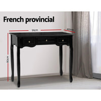Artiss Hallway Console Table Hall Side Dressing Entry Display 3 Drawers Black Bedroom Kings Warehouse 