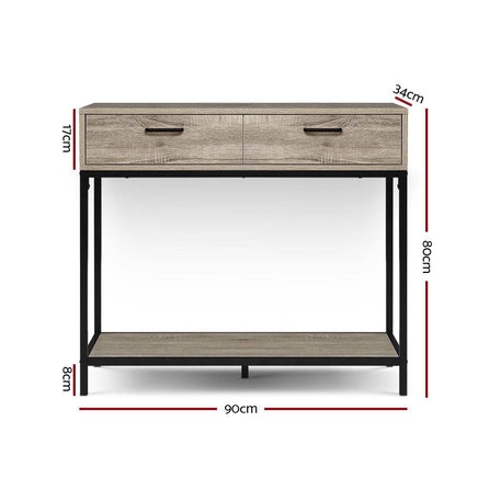 Artiss Hallway Console Table Hall Side Entry Display Desk Drawer Storage Oak Living Room Kings Warehouse 