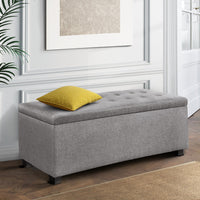 Artiss Large Fabric Storage Ottoman - Light Grey Furniture > Bedroom Kings Warehouse 