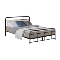 Artiss LEO Metal Bed Frame - Double (Black) bedroom furniture Kings Warehouse 