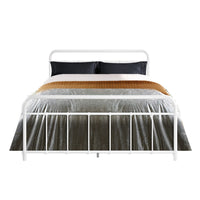 Artiss LEO Metal Bed Frame - Double (White) bedroom furniture Kings Warehouse 