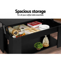 Artiss Lift Up Top Coffee Table Storage Shelf Black Kings Warehouse 