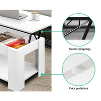 Artiss Lift Up Top Mechanical Coffee Table - White Kings Warehouse 