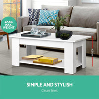 Artiss Lift Up Top Mechanical Coffee Table - White Kings Warehouse 