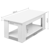 Artiss Lift Up Top Mechanical Coffee Table - White Kings Warehouse 