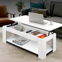 Artiss Lift Up Top Mechanical Coffee Table - White Kings Warehouse 