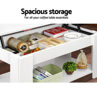 Artiss Lift Up Top Mechanical Coffee Table - White Kings Warehouse 