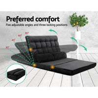 Artiss Lounge Sofa Bed 2-seater Floor Folding Suede Charcoal Living Room Kings Warehouse 
