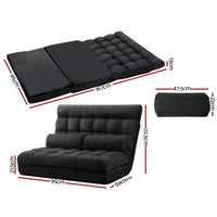Artiss Lounge Sofa Bed 2-seater Floor Folding Suede Charcoal Living Room Kings Warehouse 