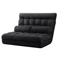 Artiss Lounge Sofa Bed 2-seater Floor Folding Suede Charcoal Living Room Kings Warehouse 