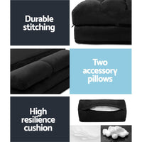 Artiss Lounge Sofa Bed 2-seater Floor Folding Suede Charcoal Living Room Kings Warehouse 