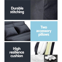 Artiss Lounge Sofa Bed Floor Recliner Chaise Chair Folding Adjustable Suede Living Room Kings Warehouse 