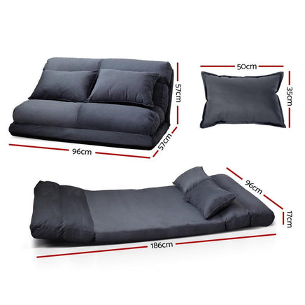 Artiss Lounge Sofa Bed Floor Recliner Chaise Chair Folding Adjustable Suede Living Room Kings Warehouse 