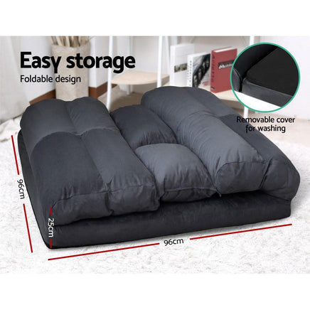 Artiss Lounge Sofa Bed Floor Recliner Chaise Chair Folding Adjustable Suede Living Room Kings Warehouse 