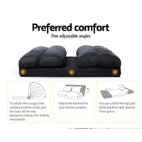 Artiss Lounge Sofa Bed Floor Recliner Chaise Chair Folding Adjustable Suede Living Room Kings Warehouse 