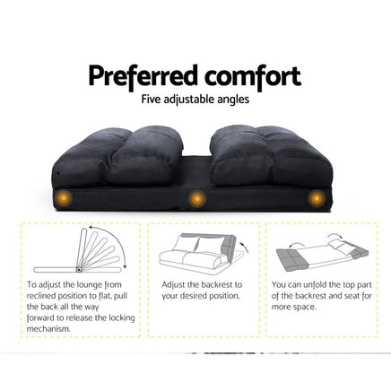 Artiss Lounge Sofa Bed Floor Recliner Chaise Chair Folding Adjustable Suede Living Room Kings Warehouse 