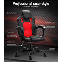 Artiss Massage Office Chair Gaming Computer Seat Recliner Racer Red Kings Warehouse 
