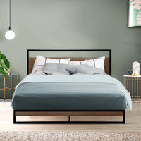 Artiss Metal Bed Frame Double Size Mattress Base Platform Foundation Black Dane bedroom furniture Kings Warehouse 