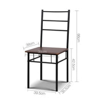Artiss Metal Table and Chairs - Walnut & Black Kings Warehouse 
