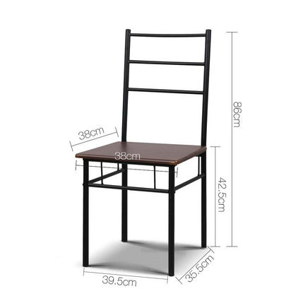 Artiss Metal Table and Chairs - Walnut & Black Kings Warehouse 