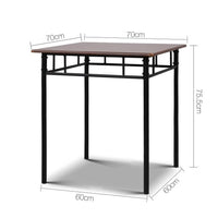Artiss Metal Table and Chairs - Walnut & Black Kings Warehouse 